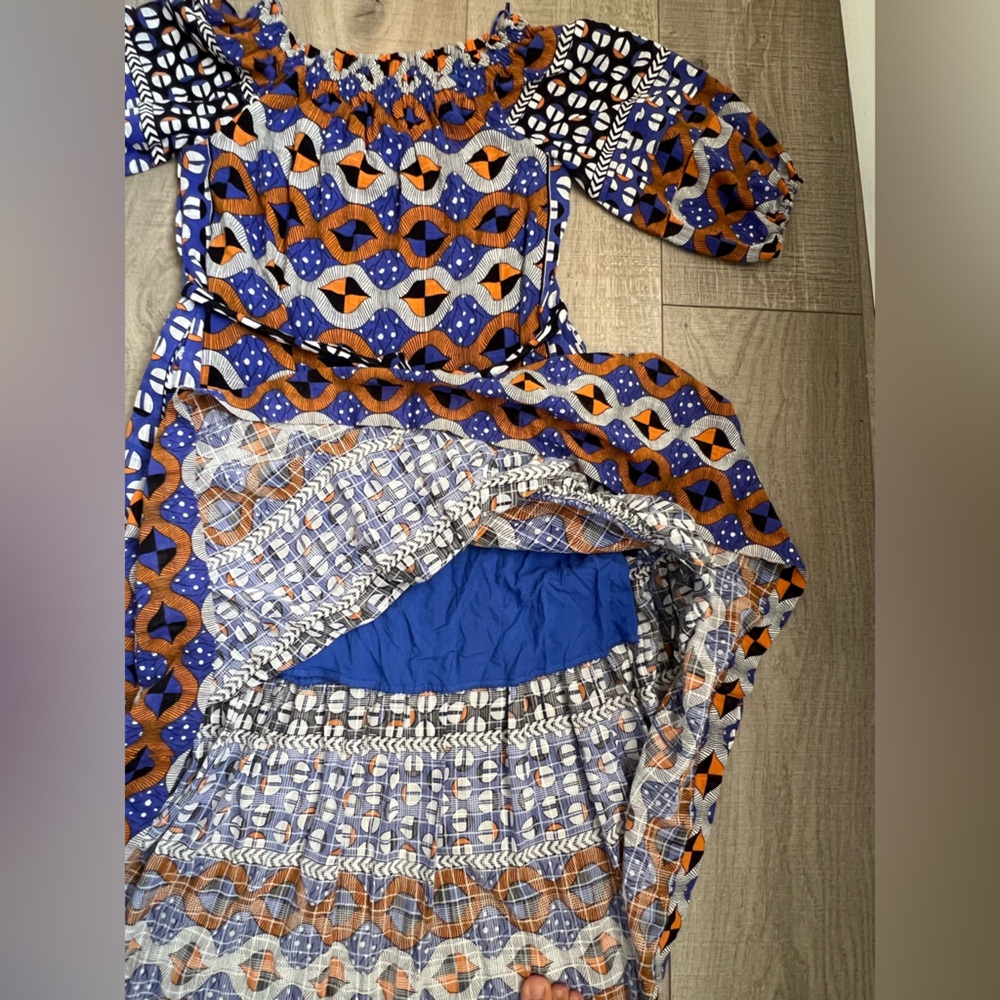 Anthropologie Abstract Flounced Off-The-Shoulder Patterned Maxi Dress - Picture 12 of 15